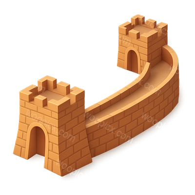 3D Isometric Icon of the Great Wall of China