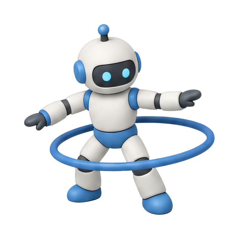 playful robot hula hooping