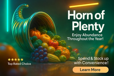 Vibrant Horn of Plenty in Neon Style