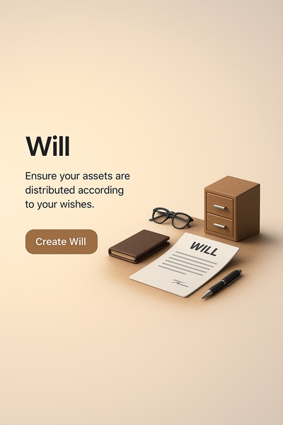 3D Scene of a Will with Organized Assets and Text Elements