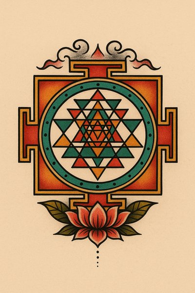 Intricate Mandala Design with Lotus and Geometric Patterns