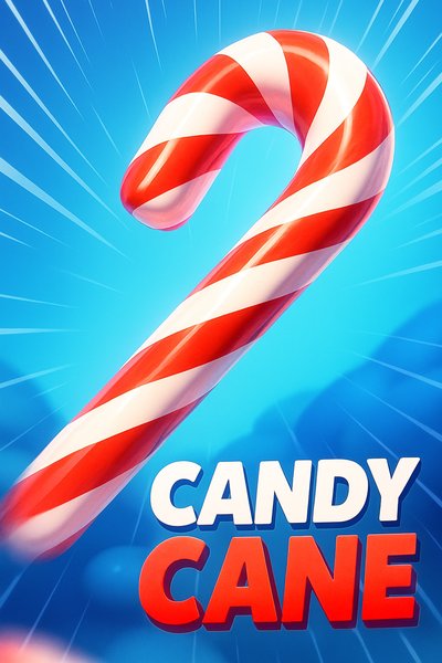 Dynamic Candy Cane Illustration with Bold Text