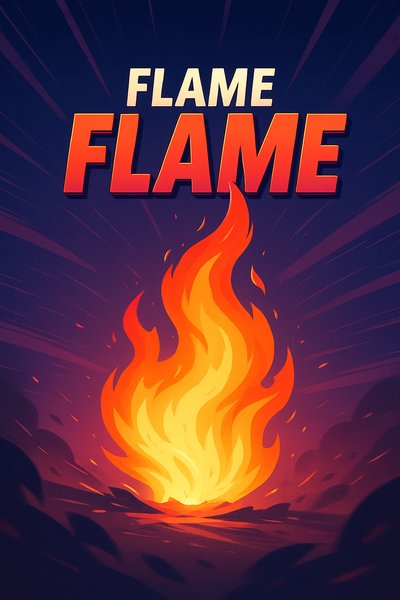 Dynamic Illustration of a Vibrant Flame with Bold Typography