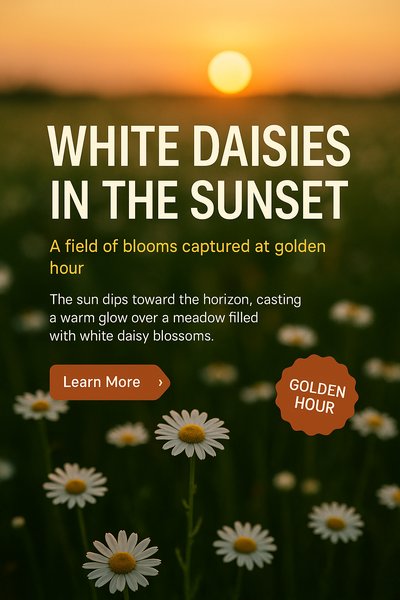 Stunning Sunset Over a Field of White Daisies