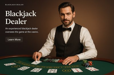 Stylish Blackjack Dealer Web Design for Casino Theme