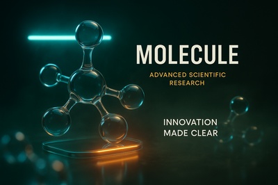 Neon Molecule Illustration for Scientific Research Promotion