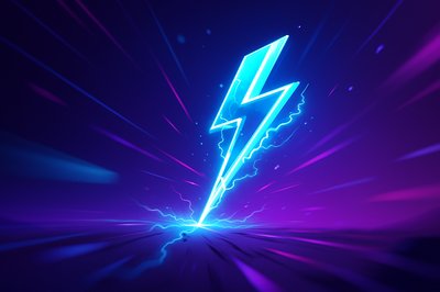 Dynamic 3D Lightning Strike with Vibrant Colors
