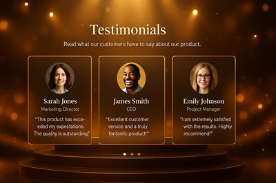 Elegant Gold Stage Backdrop for Testimonials Section