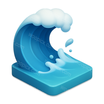 Stylized 3D Tsunami Wave Icon for Design Use