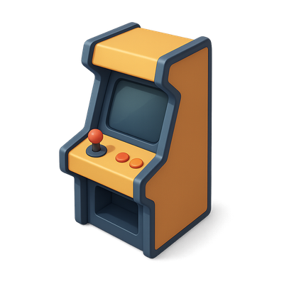 Stylish 3D Arcade Game Icon with Isometric View