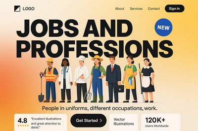Vibrant Landing Page Design for Jobs and Professions