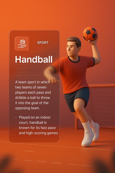 3D Handball Illustration with Innovative Design Elements