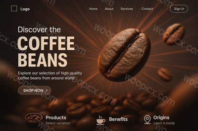 Dynamic Coffee Beans Landing Page Design with Engaging Elements