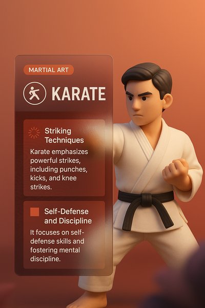 3D Karate Illustration with Informative Overlay