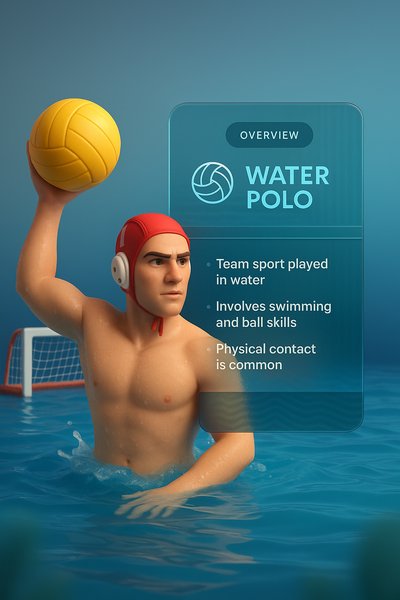 Dynamic Water Polo Illustration with Informative Overlay
