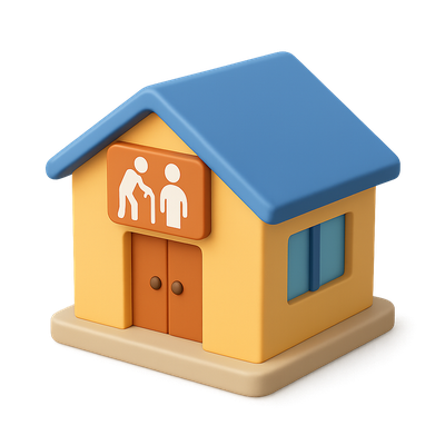 Stylized 3D Icon of Adult Daycare Center
