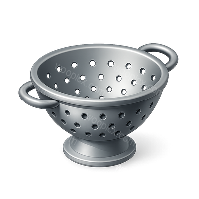 Stylish 3D Colander Icon with Handles in Isometric View