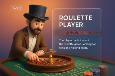 3D Roulette Player Illustration for Casino Web Page