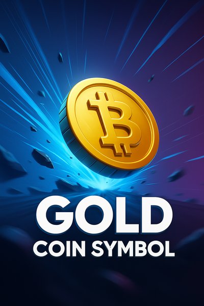 Dynamic Gold Coin Symbol with Energetic Background