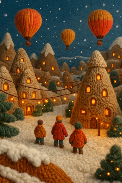 Magical New Year's Cappadocia Scene in 3D