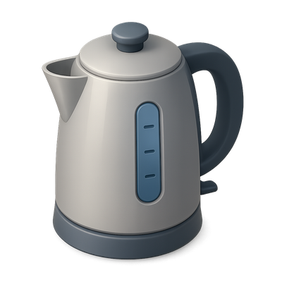 Stylish 3D Kettle Icon with Isometric Design