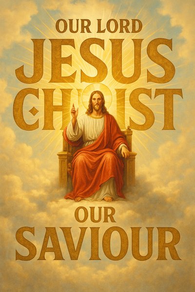Religious Illustration of Jesus Christ in Heavenly Setting