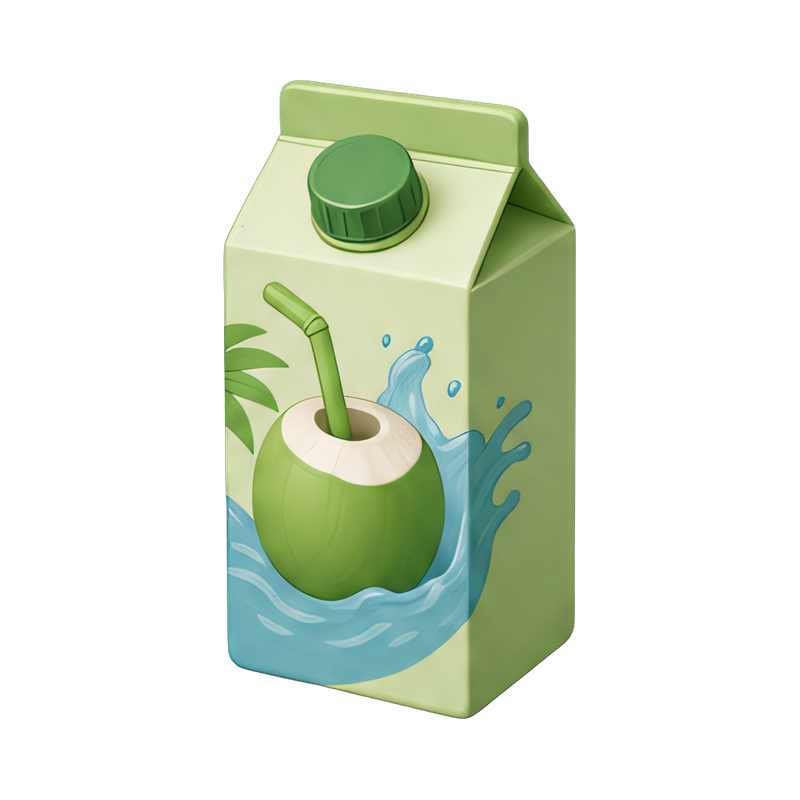 Refreshing coconut water carton