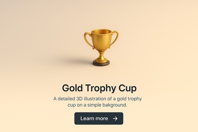 Detailed 3D Gold Trophy Cup Illustration on Simple Background