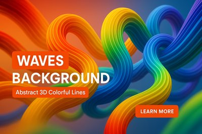 Vibrant Abstract 3D Waves Background with Colorful Lines