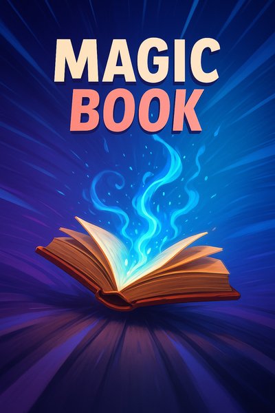Dynamic Magic Book Illustration with Vibrant Colors