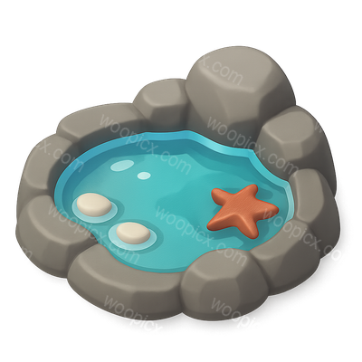 Colorful 3D Rocky Tide Pool with Starfish