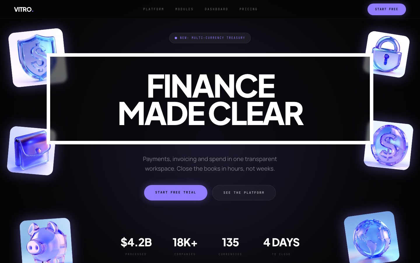Vitro — landing page template preview
