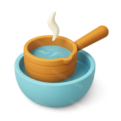 3D Isometric Icon of a Bowl and Ladle with Steam