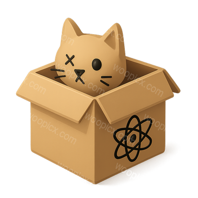 3D Schrodinger's Cat Icon in a Box