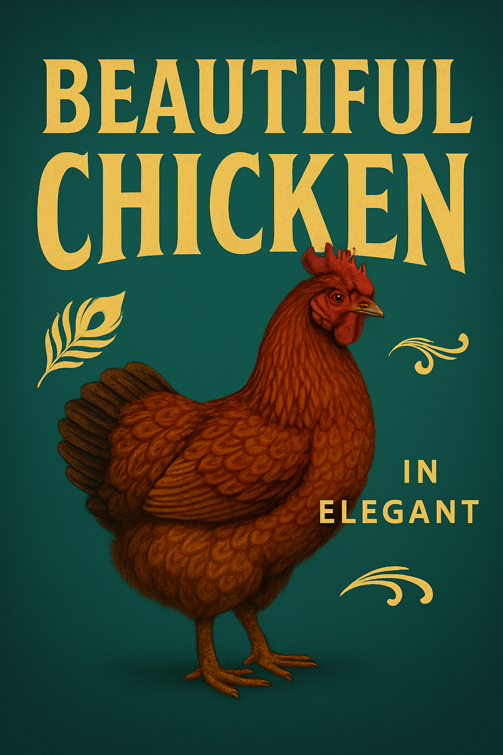Artistic Illustration of a Chicken with Elegant Typography