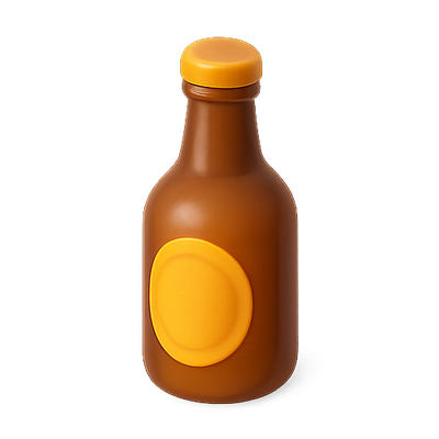 Stylized Brown Bottle with Yellow Cap