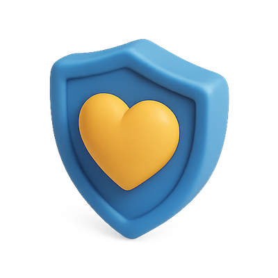 Heart-Shaped Icon on Shield Background