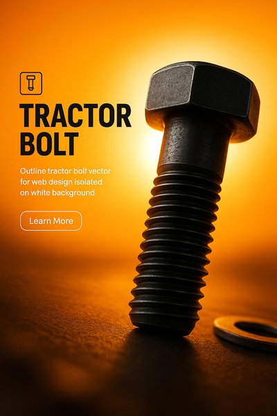 High-Quality Image of a Tractor Bolt Isolated on White Background