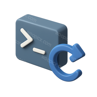 3D Curl Command Icon with Isometric View