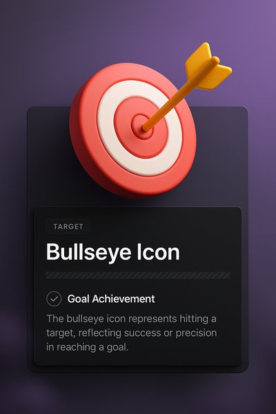 3D Bullseye Icon Representing Goal Achievement