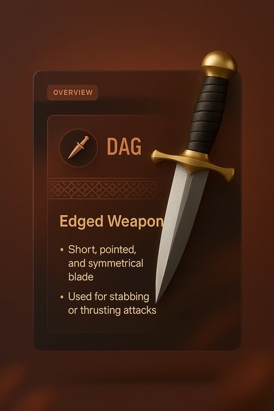 3D Dagger Illustration with Transparent Glass Design
