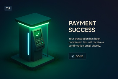 Detailed 3D Neon Scene with Payment Confirmation