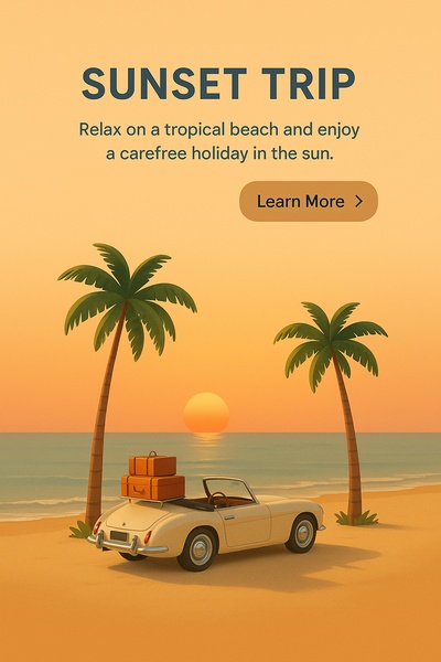 Tropical Beach Sunset Trip with Luxury Car