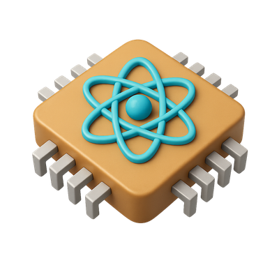 3D Quantum Processor Icon with Isometric View