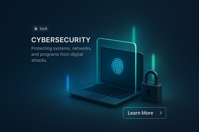 Cybersecurity Neon Scene with 3D Laptop and Lock Elements