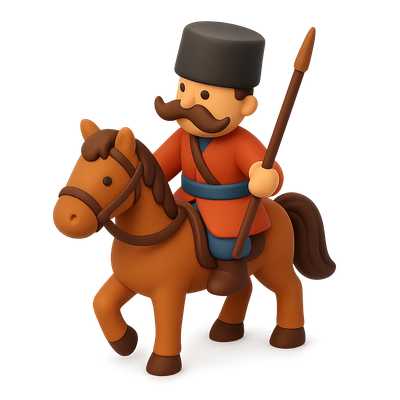 3D Cossack Cavalry Icon with Isometric Perspective
