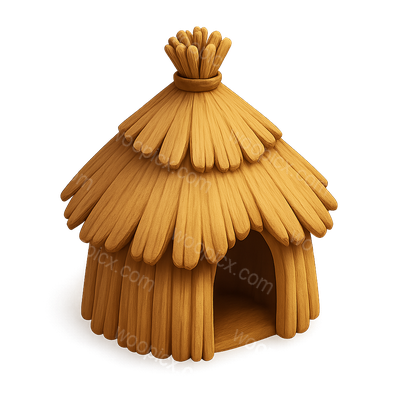 3D Icon of a Thatcher Roof in Isometric View