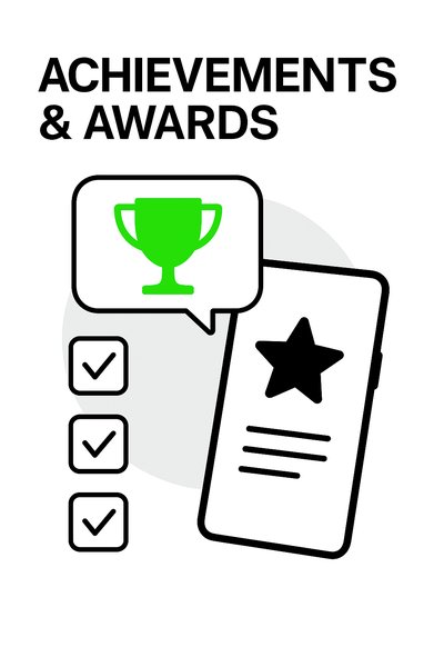 Achievements and Awards Graphic Featuring Trophy Icon