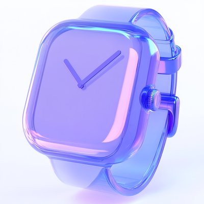 Stylish Transparent Digital Watch Design in Purple Hues