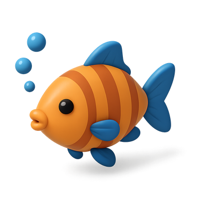 Colorful 3D Swimmer Icon with Stripes and Bubbles